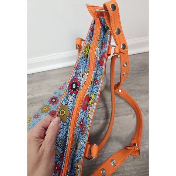 Hadaki Large Floral & Orange Tote/Crossbody Coated Canvas Bag - Picture 6 of 7
